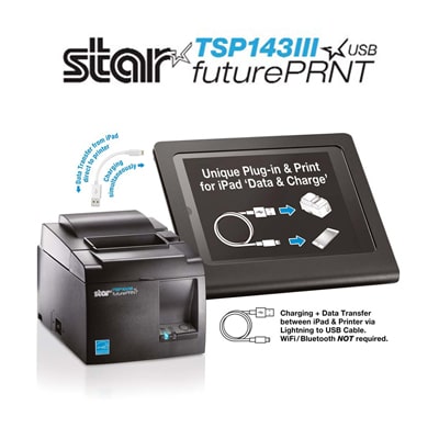 NEW Star Micronics TSP100 143IIU  USB Thermal POS Receipt Printer w power cord 
